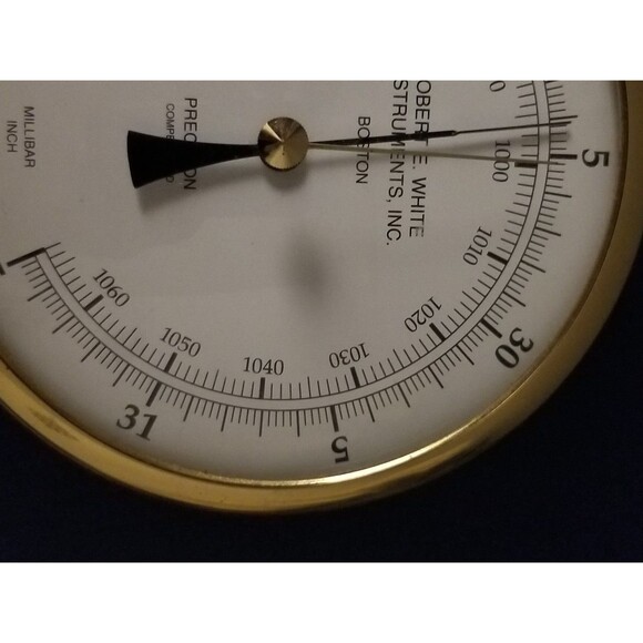 Vintage Nautical Brass Barometer Robert E. White Instruments Inc. Boston, MA USA - Picture 6 of 12
